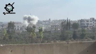 FSA Engineering &amp;amp; Missile Battalion operate a "Hell Cannon" against SAA positions in the al-Manshiya Neighborhood, Daraa - 2014