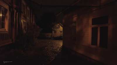 Lonesome walk in Old Porvoo after midnight in the pouring rain - FINLAND