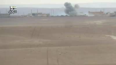 FSA BGM-71 TOW strike on a Syrian Army tank attempting to reverse back into the cover of buildings - Murijib al-Jamlan Front - 10/31/2017