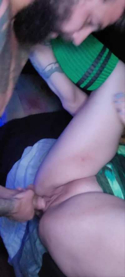 covering her pretty pussy in cum