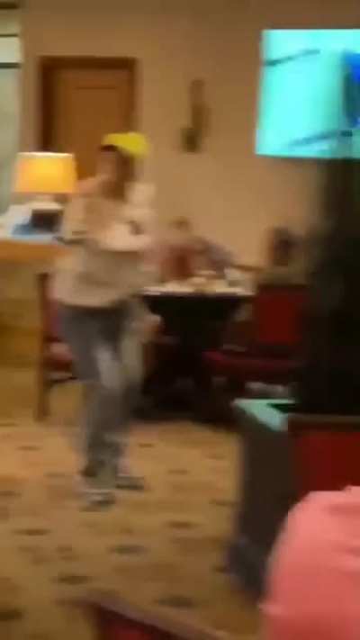 Old dude throws a lefty haymaker.