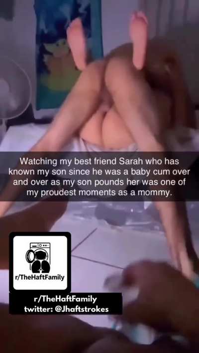 mom watches son pound her friend