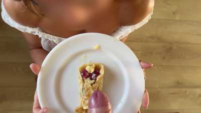 ass-made crepe topped up with cum and eaten