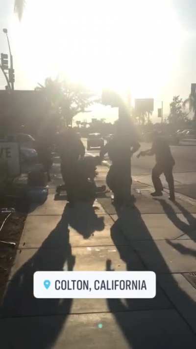 Man tries to attack protesters with axe in Colton
