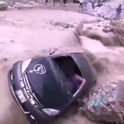 driving through strong flow of water