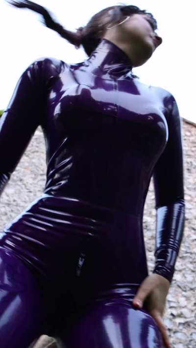 POV a shiny lady towers over you