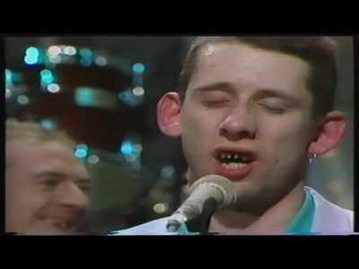 The Pogues and the Dubliners on Irish television, performing their hit song "The Irish Rover" for the very first time in 1987.