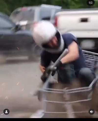 Cambering a shopping cart and trying to drift it