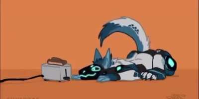 Toaster watching a toaster. I can&rsquo;t read the artists name as the quality is to low. If anyone can tell me who did this I&rsquo;ll gladly add them to the title.