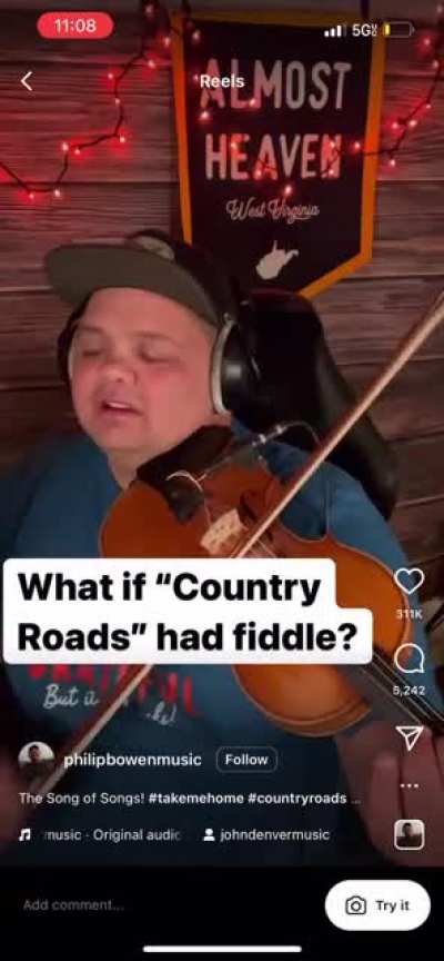 If Country Roads by John Denver had a fiddle