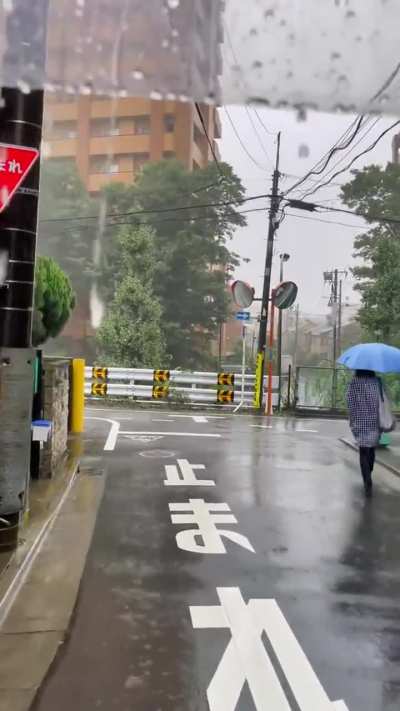 Rainy day walk through the Streets of Tokyo Japan.