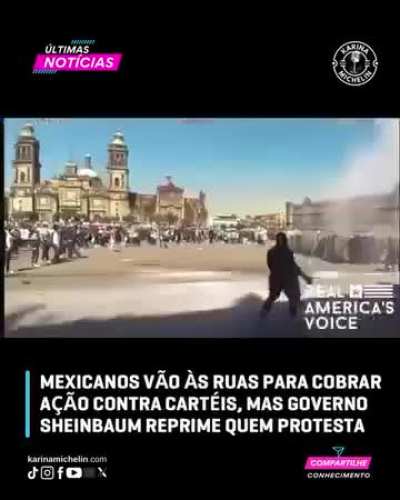 O povo mexicano vai as ruas cobrar a&ccedil;&atilde;o do governo contra os cart&eacute;is e s&atilde;o reprimidos pelas for&ccedil;as de seguran&ccedil;a enviadas pelo pr&oacute;prio governo