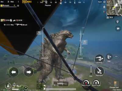 This is News Glider 10, I have Godzilla on my left, going in for a close up!