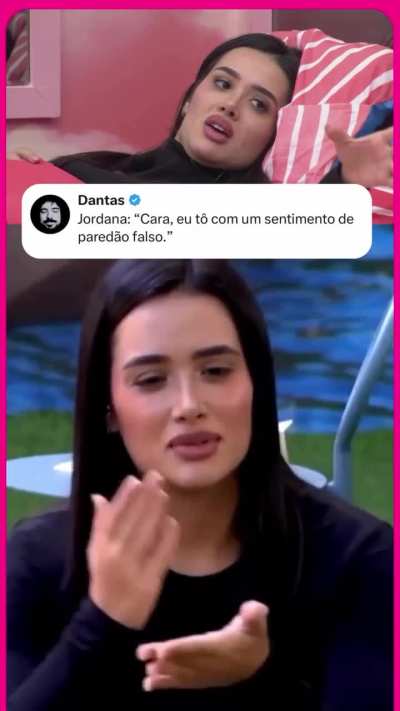 Jordana est&aacute; desconfiando que o pared&atilde;o &eacute; falso...