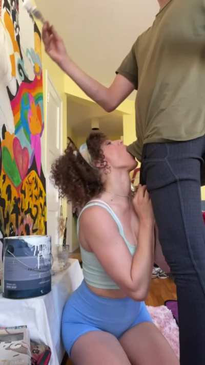Don&rsquo;t mind if I do.. keep painting baby. Mommy only need a few mins down here. [MF] MILF