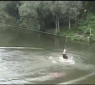 Zip line trip turns into something else...