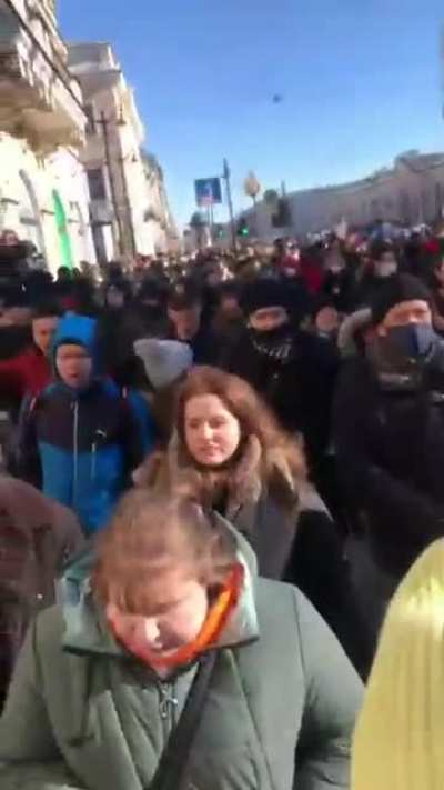 Protests right now in Petersburg, Russia. People are chanting "No to War!"
