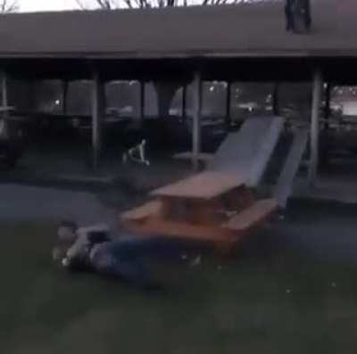 Roof plus bike with a picnic table