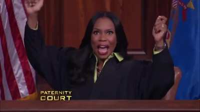 Woman cheers in joy as heartbroken man is devastated by news from the court.