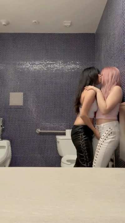 me and my gf have a steamy make-out in public bathroom