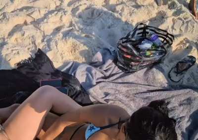 With my big ass milf friend on the beach!!