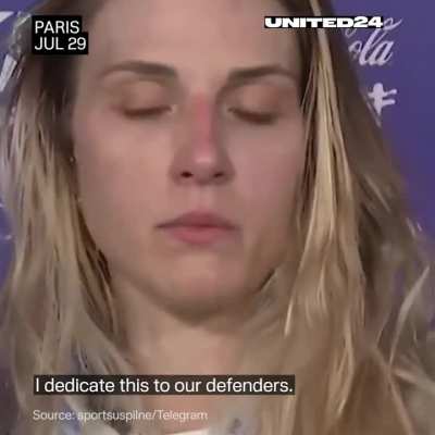 Olympic bronze medalist Olha Kharlan dedicated her victory to fallen athletes