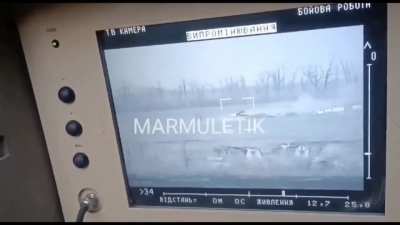 Ukrainian "Stugna-P" ATGM blows up Russian tank, in Tonen'ke. March 2024