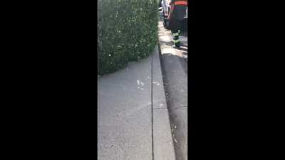 My tow-truck driver put my car in front of the neighbor's half of the driveway to remove his jump starter and leave. She immediately told him to move it because it was blocking her driveway and warn him I was crazy.