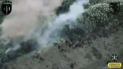 FPV hits Russian soldier directly in the back. Video by the "Signum" unit of the 93rd OMBr.