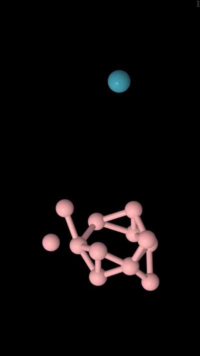 [OC] molecular dynamics - Xe atom vs. B12 molecule