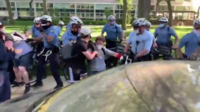 Police brutally beat unarmed crowd after instigating confrontation by shoving a baton in a civilian's throat. June 1st Parkway