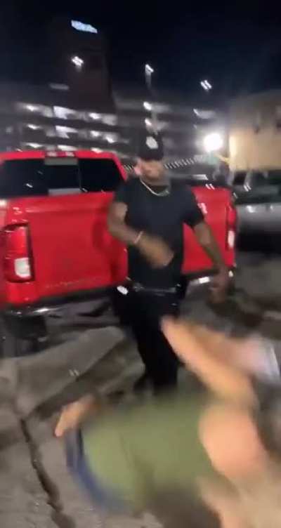 Female puts her hands on dude