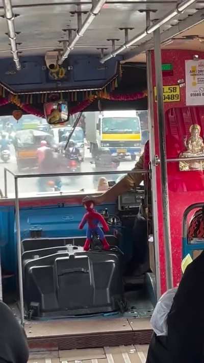 Spider man on steering