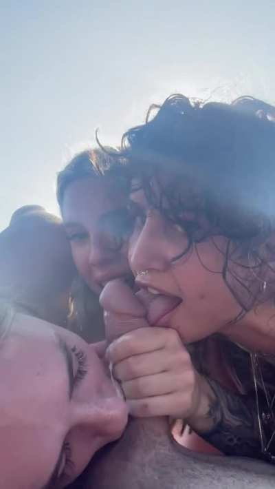 Sucking cock on the beach with an audience, who&rsquo;s next?