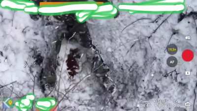 Ukraine's 28th Mechanized Brigade "MIM &amp;amp; Team"'s UAV witnessed a Russian soldier dodge an incoming FPV strike drone before apparently walking into it as it detonates on the forest floor. Captioned "very strange death". Published February 18, 2025