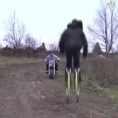 Jumping over a motorcycle