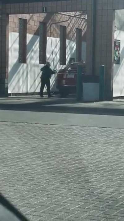 How not to wash your car. This pained me to watch. This is why you don&rsquo;t use the brush.