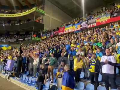 Ukrainian football fans chanted 'Zhyve Belarus' (Long Live Belarus) in honor of Belarus Freedom Day at the Ukraine-Belgium game.