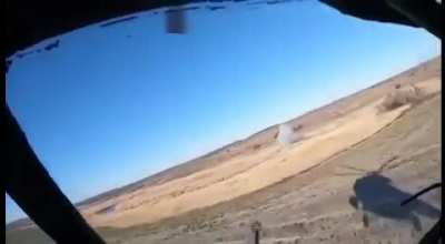 UA pov: Cockpit footage from the second UA helicopter that was with the Mi-8 shot down today by RU soldiers. Shows the destroyed Mi-8 from up close. Source claims nobody survived.