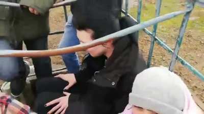 Men grasp at freedom.