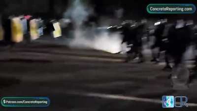 "Portland protesters deter Police with a 🛡️ shield phalanx." - /r/PublicFreakout