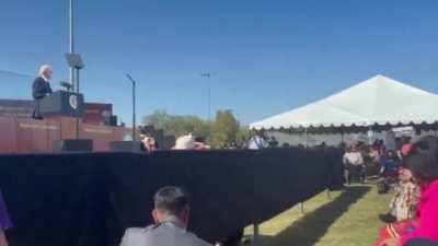 During Biden's apology to Native Americans today a woman in the audience interrupts shouting "How can you apologize for a genocide while committing a genocide in Gaza?"