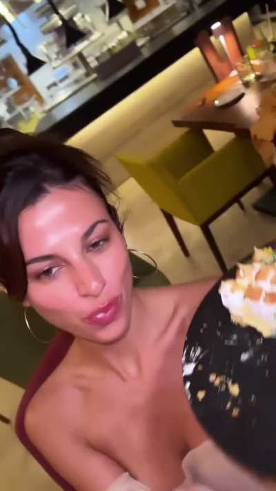 Licking off some birthday cake 