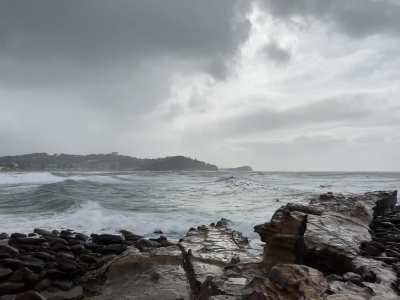 [OC] After a huge storm last night there was an odd, silvery quality to the light and an uncomfortably sinister vibe about these large and slow moving waves