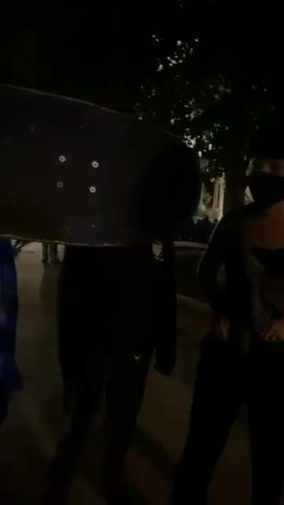 After attacking Chad Nesbitt, black bloc anarchists surround a WLOS13 reporter, harass her, and stop her from filming until one of them asks for her press credentials. Notice how they say "we don't want a repeat of last time"