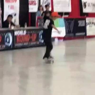 A 9 year old at a skating competition!