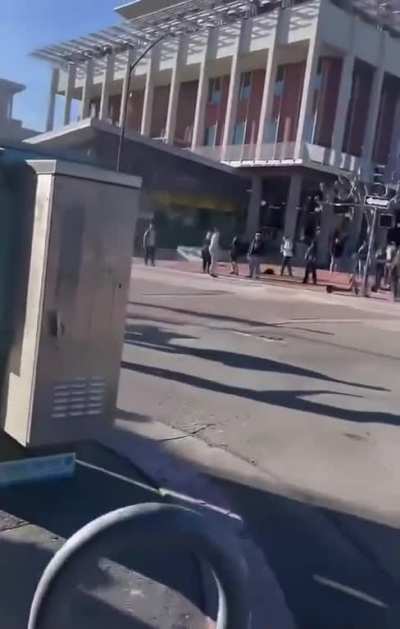 The only person that's on fire in the middle of the street