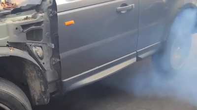 Watch till the end, that's how you run out of tread on a tire and make it pop.