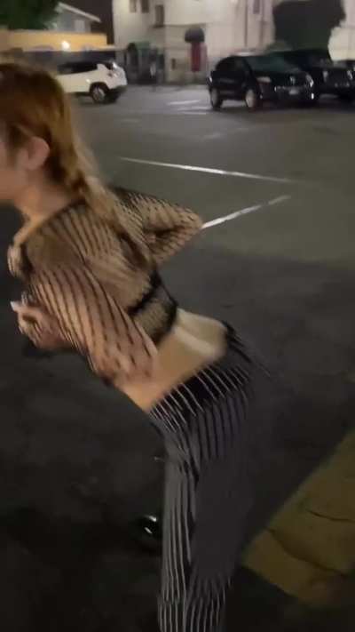 Twerking, squeezing titties (small slip at end)