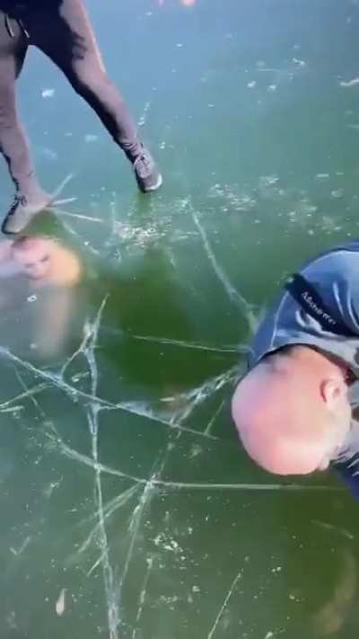 Swimmer, Boris Oravec, sent his team into panic when he couldn't find his way out from under the ice.